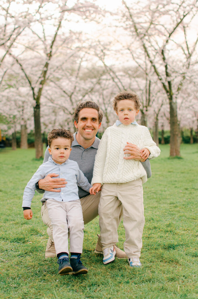 father and son cherry blossoms