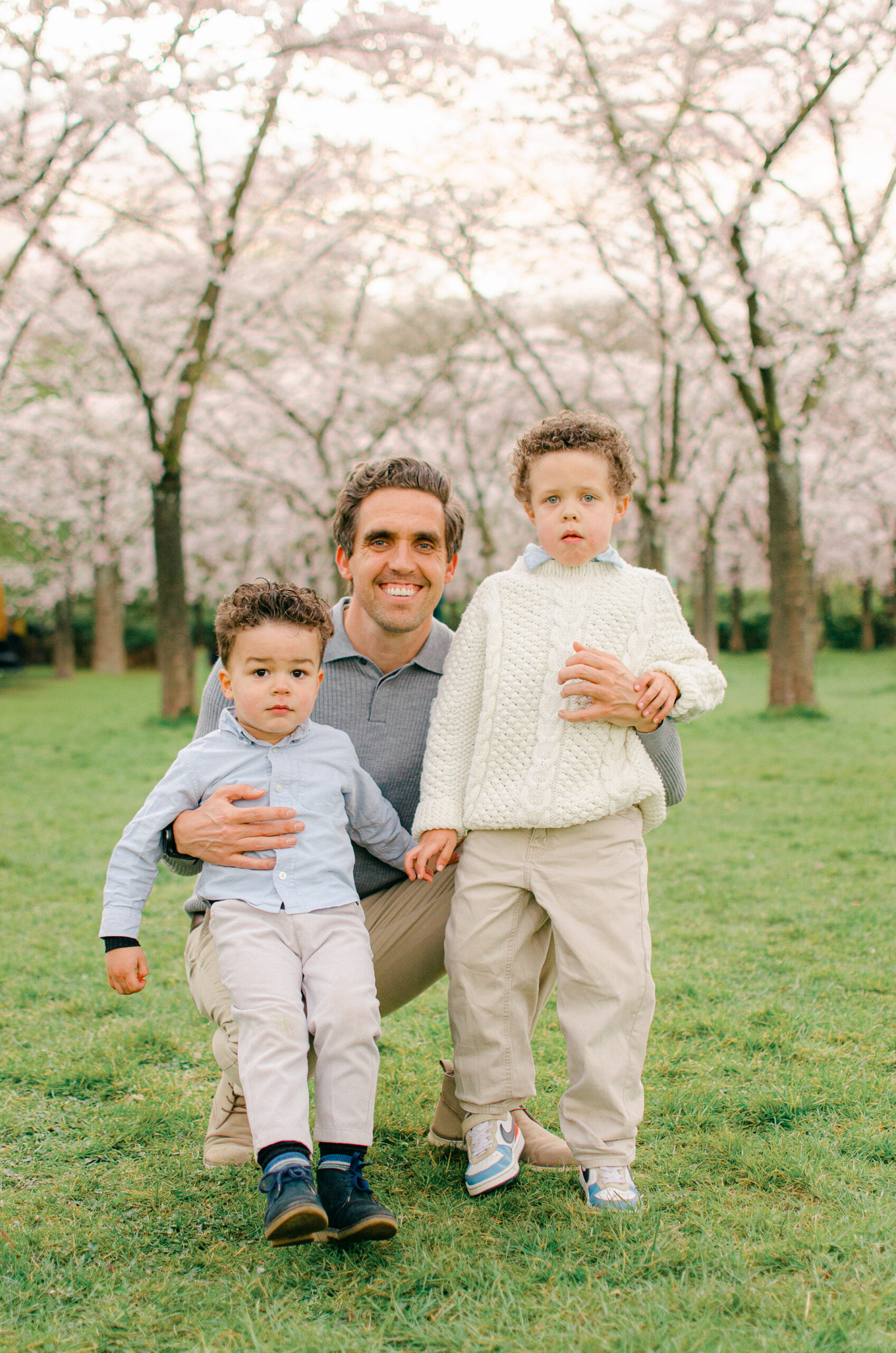 father and son cherry blossoms