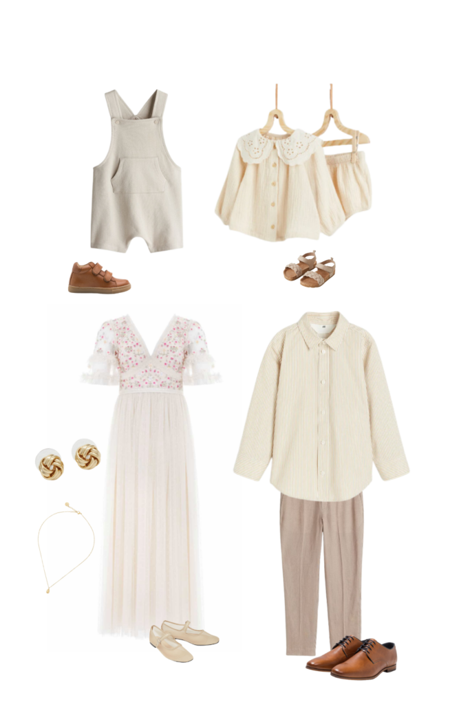 neutral spring family photo outfits