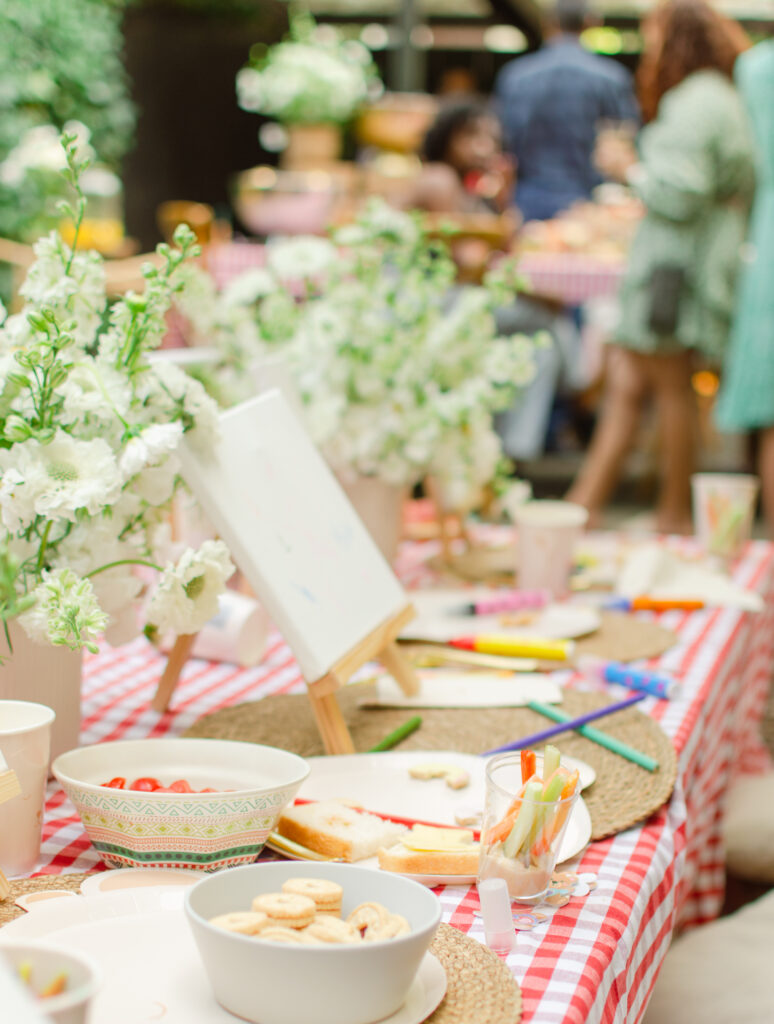 kid's table at birthday party styled by nori picnics