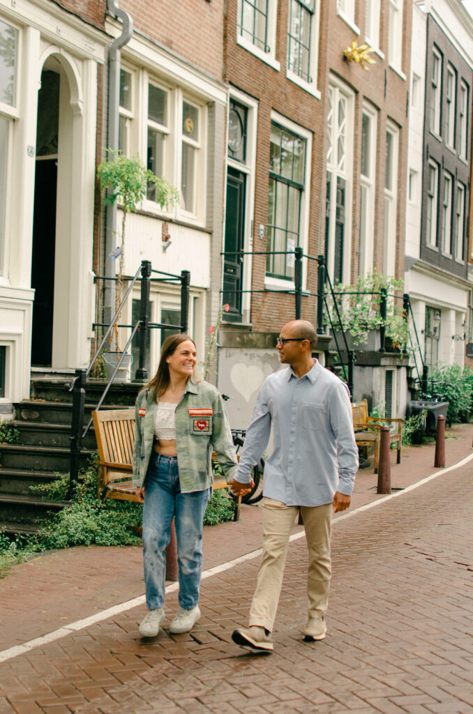 A romantic walk together in Amsterdam.