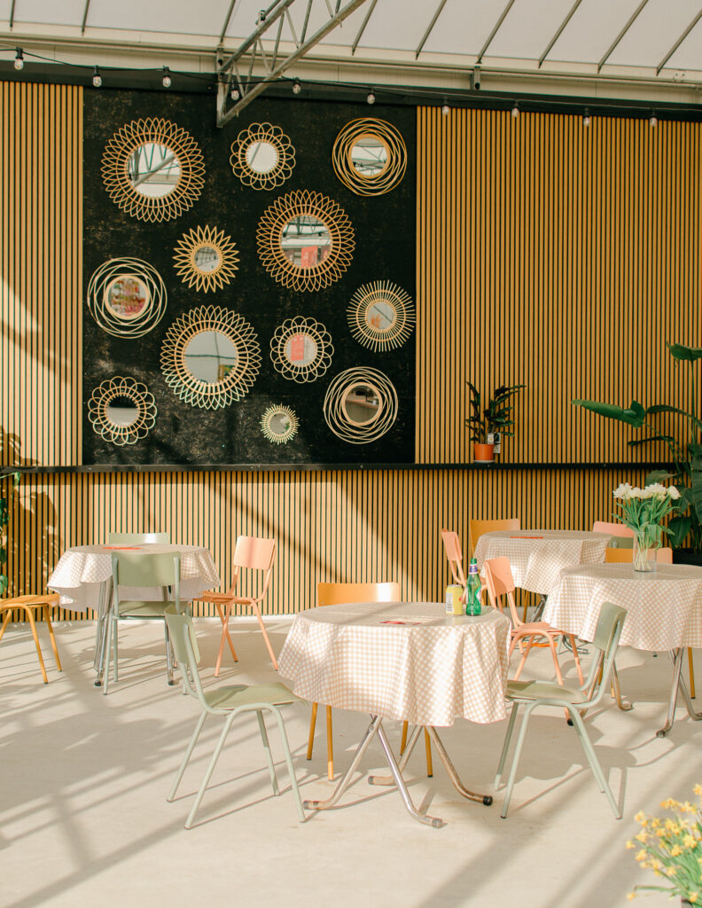 tables and chairs at the tulip barn in hillegom